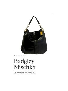 Badgley Mischka Leather Hobo Shoulder Bag with Gold Hardware